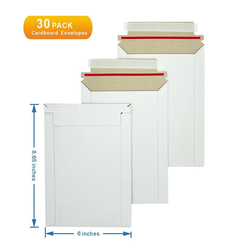 Burasari 30 Pack White Rigid Mailers 6x8.65 Inches - Can Keep Flat Kraft Cardboard Mailer  Suitable for Protecting Shipping Gift Cards  Invitations  Photos  Documents - Image 2